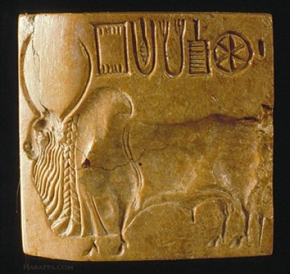 Zebu bull seal with Indus script. Source: www.harappa.com